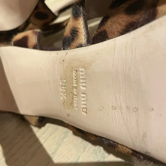 Miu Miu Leopard Pony Hair Sandals 38.5 - Picture 4 of 6